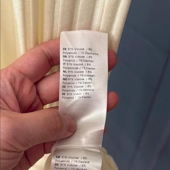 Samsoe Samsoe Jenari Ribbed Knit Eggnog Long Sleeve Sheath Dress Size Large - Picture 13 of 15